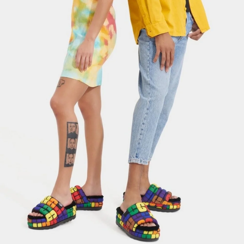 UGG Pride Logo Maxi Slide Shoes Multicolor Size 8 New